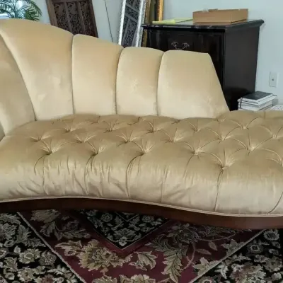 Gold Velvet Tufted Chaise Lounge
