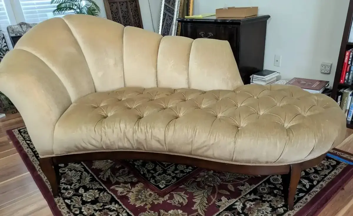Gold Velvet Tufted Chaise Lounge