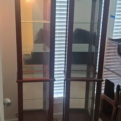 Pair of Lighted Glass Curio Cabinets