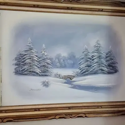 Signed Barrister Winter Landscape Oil Painting