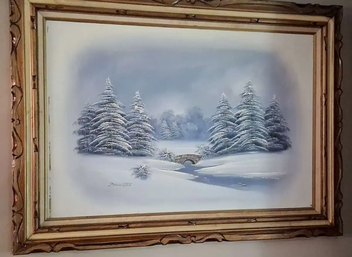 Signed Barrister Winter Landscape Oil Painting