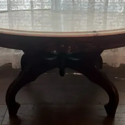 Italian Mahogany Marble-Top Coffee Table