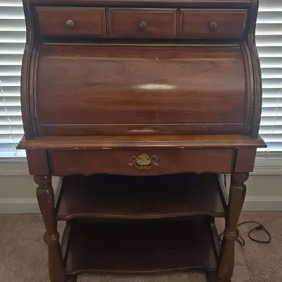 Wood Roll-Top Secretary Desk