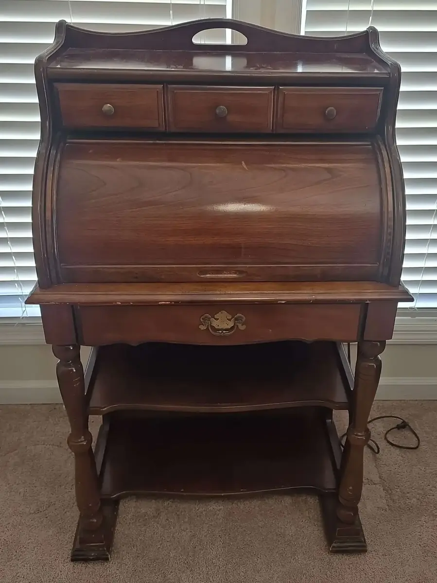 Wood Roll-Top Secretary Desk