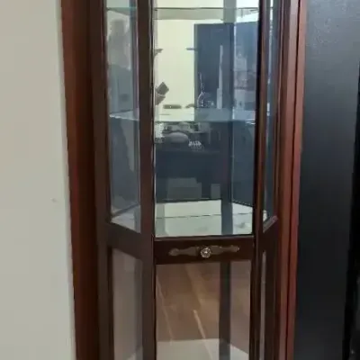 Lighted Wood & Glass Display Cabinet