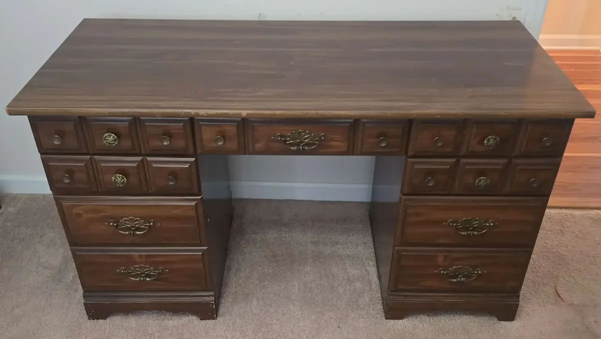 Wooden 7-Drawer Executive Desk