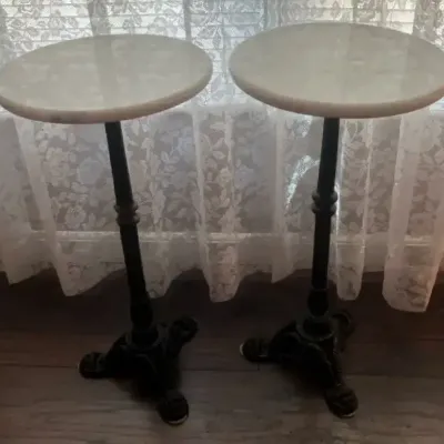 Pair of Marble-Top Bistro Side Tables