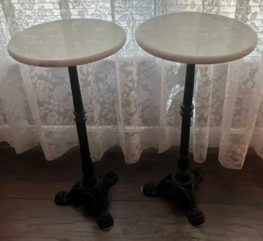 Pair of Marble-Top Bistro Side Tables