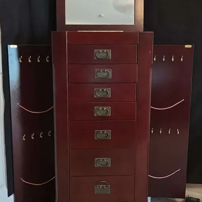 Cherrywood Jewelry Armoire with Mirror