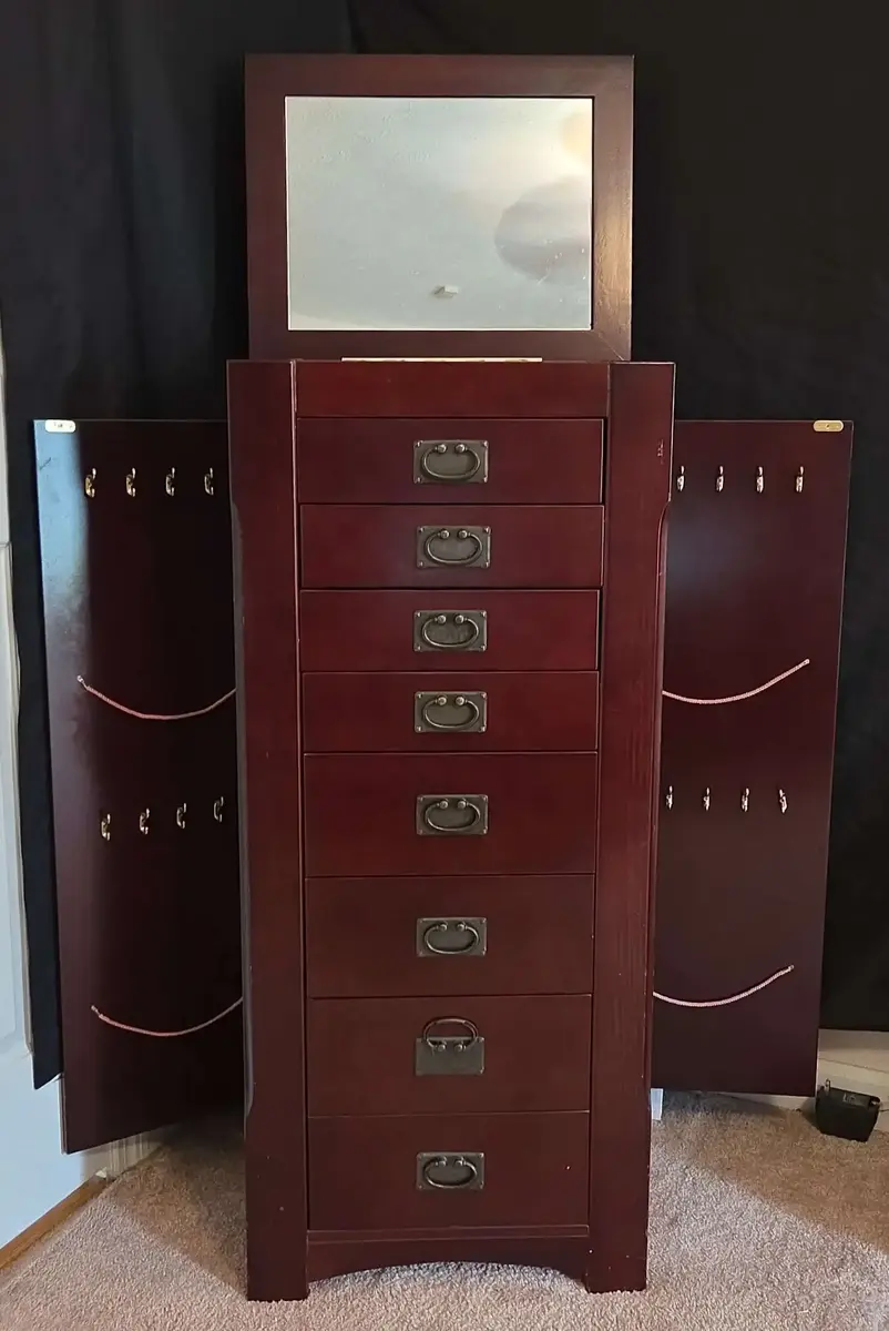 Cherrywood Jewelry Armoire with Mirror