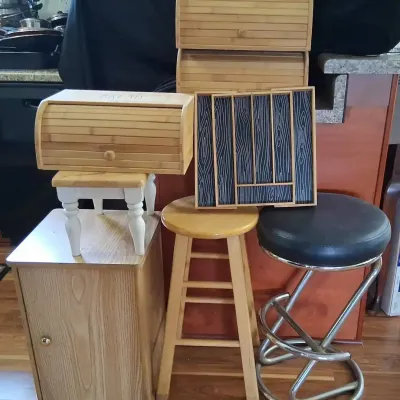 Wood Bread Boxes, Stools & Kitchen Storage