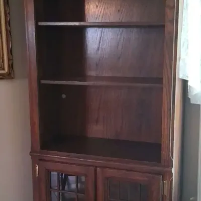 Heavy Wood Lighted Display Hutch