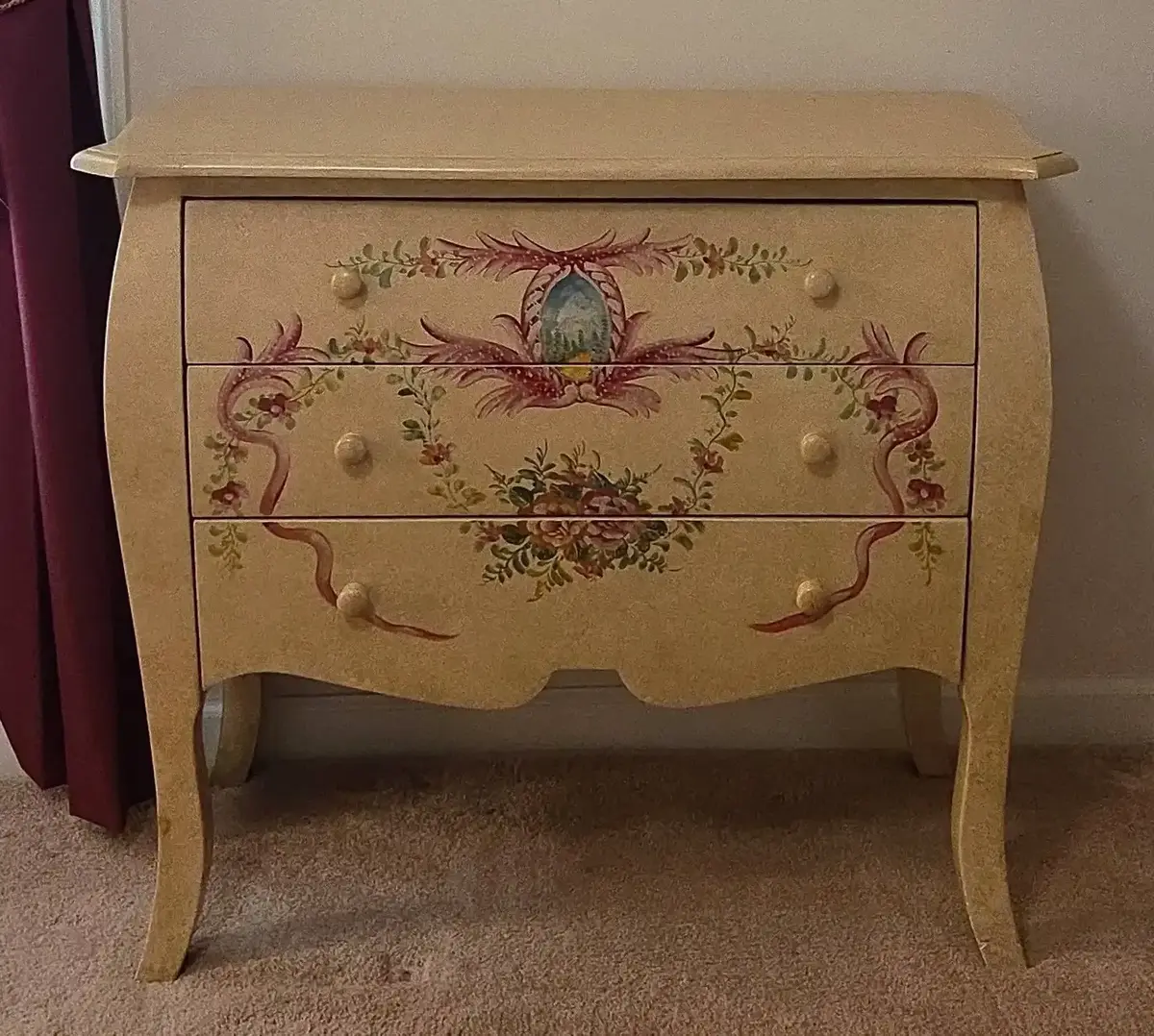 Floral Painted Bombay Three-Drawer Chest