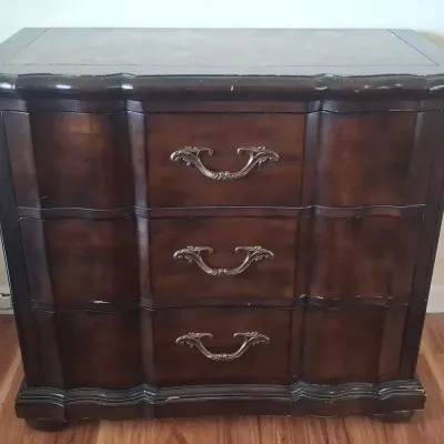Large Three-Drawer Wood Nightstand