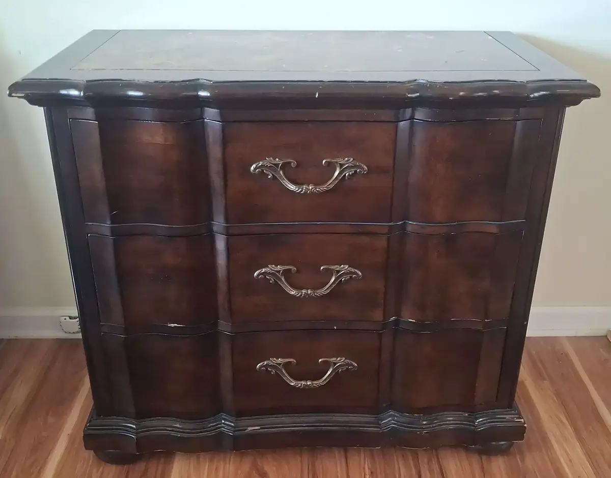 Large Three-Drawer Wood Nightstand