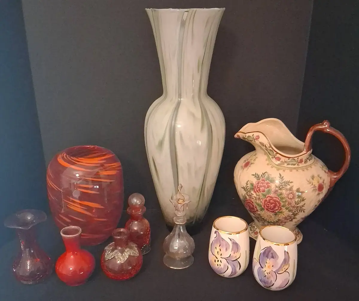 Blown Glass Vases, Floral Pitcher & Decorative Ceramics