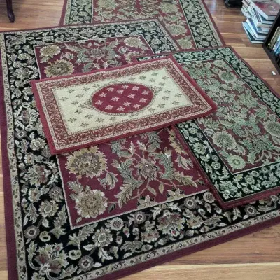 Four Coordinating Floral Area Rugs