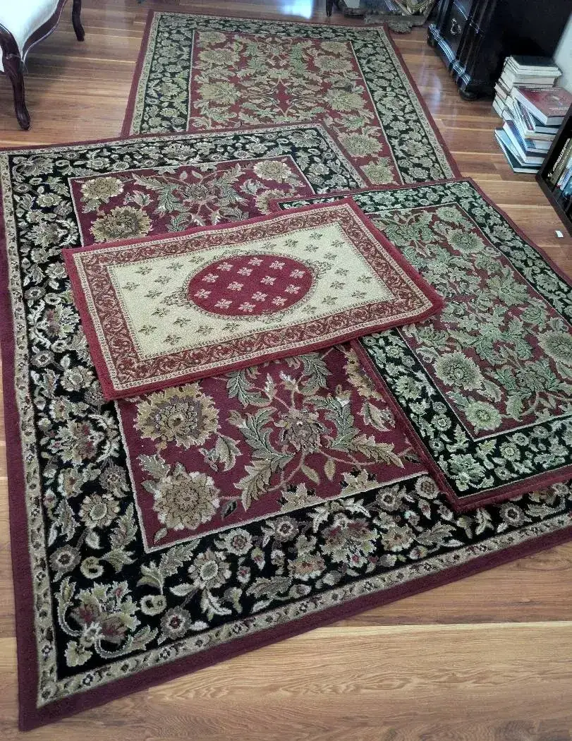 Four Coordinating Floral Area Rugs