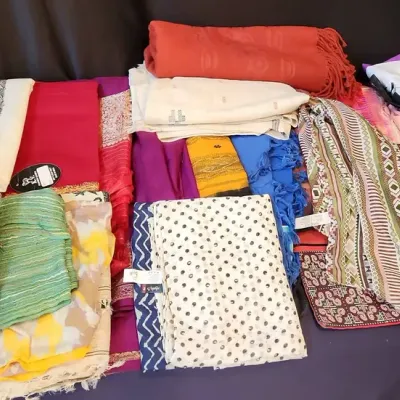 Large Lot Of Oriental Scarves