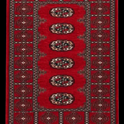 Rich Red Bokhara-Style Oriental Area Rug with Fringe