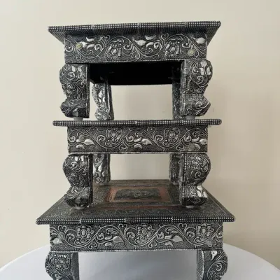 Three Nested Handcrafted Stools For Decor Pieces