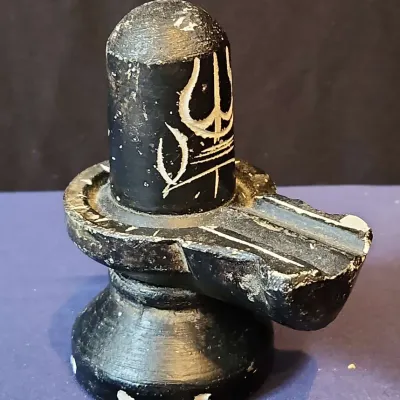 Hand-Carved Black Stone Shiva Lingam Figurine