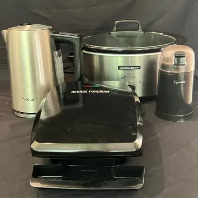 HB Crock Pot, George Foreman Grill, Grinder & Miroco Kettle