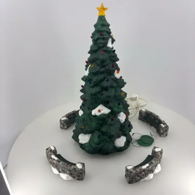 Dept 56 Heritage Village “Town Tree” Porcelain Accessories – Set of 5 #5955-4