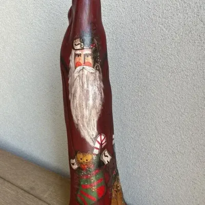 Vintage 1993 Wang's International Hand-Carved Wood Pencil Santa Figurine - #1/1000