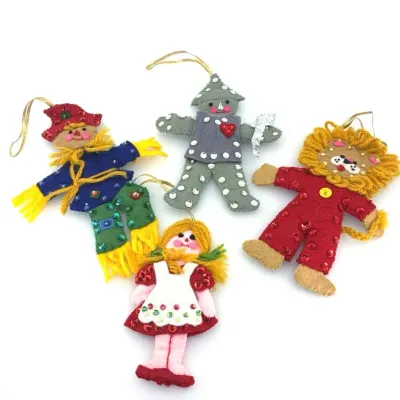 Wizard of Oz Felt Christmas Ornaments – Dorothy, Scarecrow, Tin Man & Lion