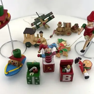 Vintage Wooden Toy Ornaments 11pc