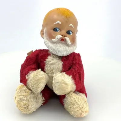 Vintage 1950s Knickerbocker Plush Santa Claus Doll w/ Vinyl Face & Cloth Tag