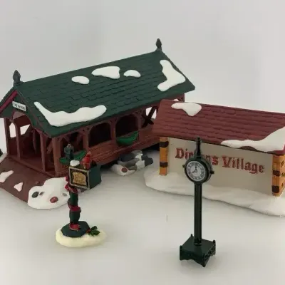Dept 56 Heritage Village “Two Rivers Bridge” Hand-Painted Porcelain Accessory Set