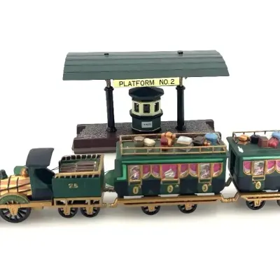 Dept 56 Heritage Village “The Flying Scot” Train & Victoria Station Train Platform – Porcelain Acces