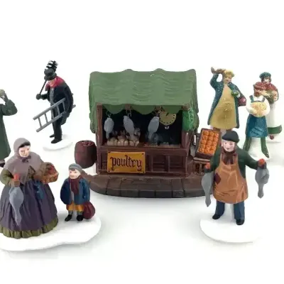 Dept 56 Heritage Village Dickens' Accessories - Poultry Market, Shopkeepers & More