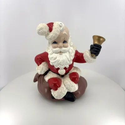 Vintage 1970 Gayle Knott Santa with Bell Christmas Figurine – 10" 