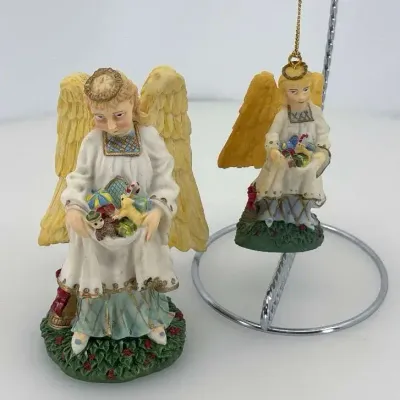 Vintage 1992 International Santa Claus Collection Christkinl Germany Angel Figurine & Ornament 2pc