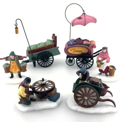 Dept 56 Heritage Village Chelsea Market Flower Monger & Cart, C. Bradford Wheelwright & Son & Chelse