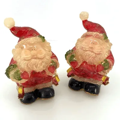 Pair of Light-Up Santa Claus Christmas Figurines