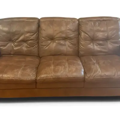 Dark Brown Leather 3 Cushion Sofa 