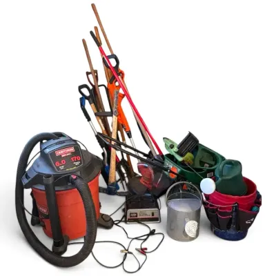 Tools: Craftsman Vacuum, Tool Bucket, Electric Chainsaw, Watering Cans, Shovels, & More