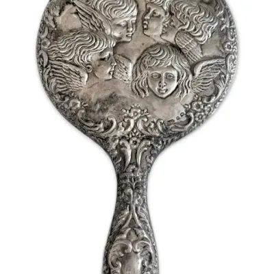 Sterling Silver Art Nouveau Hand Mirror by Broadway & Co. (164g)