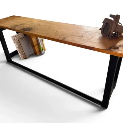 Wooden Workbench w/ Metal Base