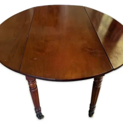 Antique Walnut Round Drop Table w/ Extenders 