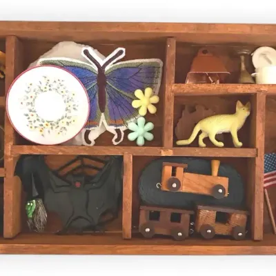 Shadowbox w/ Trinkets (12" X 6")