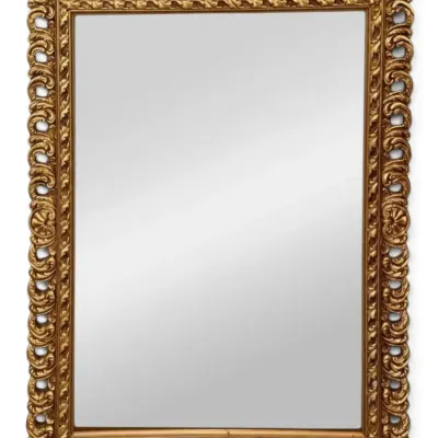 Ornate Gold Rectangular Wall Mirror (34” X 26”)