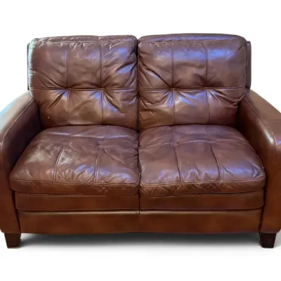 Dark Brown Leather 2 Cushion Sofa