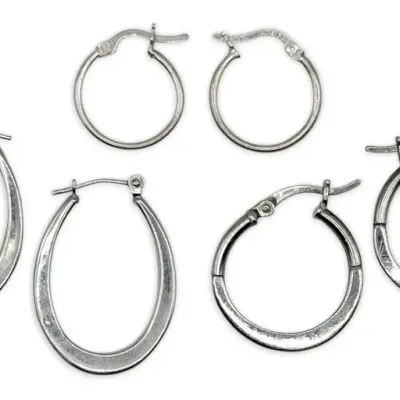 14k White Gold & Sterling Silver Earrings (4.5g)