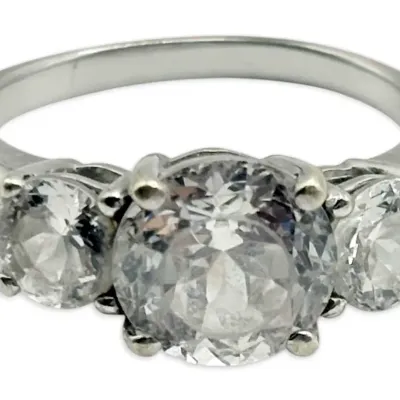 14k White Gold CZ Ring - Size 6 (3.7g)