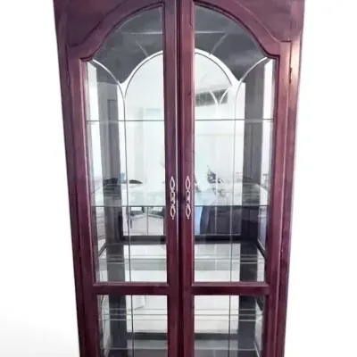 Traditional Two-Door Wooden & Glass Curio Display Cabinet